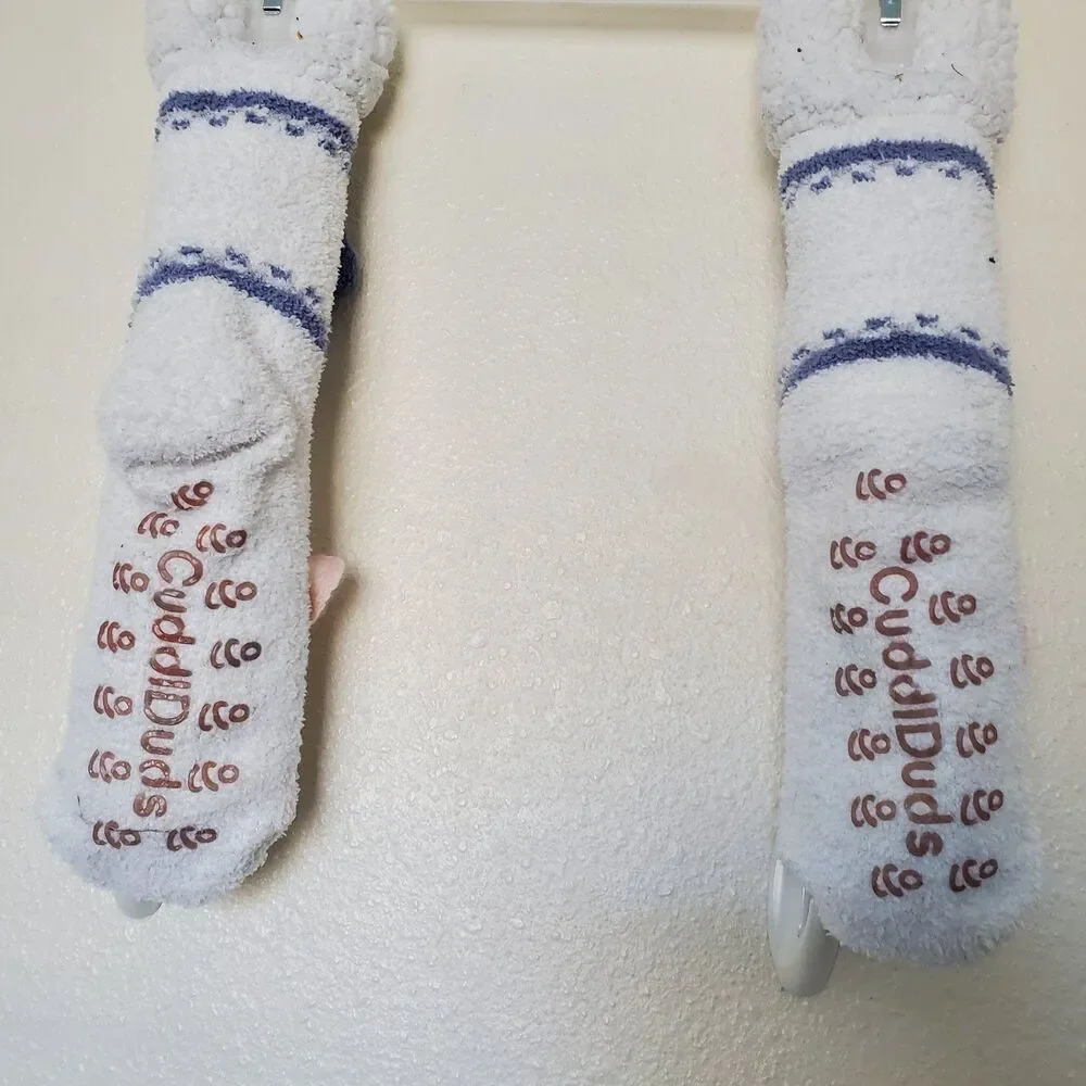 Cuddl Duds Sherpa Lined Critter Socks, Womens Size 4-10 Unicorn White‎